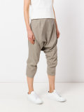 Dropped crotch cropped trousers