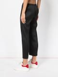 pleated straight cropped trousers