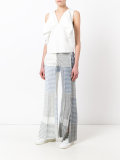 checked flared trousers 