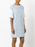 contrast ruffle sleeved dress