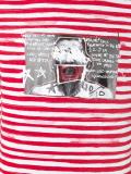 glitched face print striped T-shirt