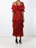 off-the-shoulder pleated dress