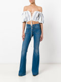 off the shoulder lace front crop top