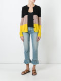 sheer panel striped cardigan