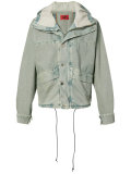 cropped denim parka