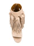 fringed open toe booties