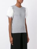 fur sleeve T-shirt 