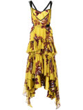 printed ruffled dress