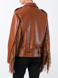 fringed sleeve biker jacket