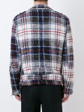 plaid checked biker jacket