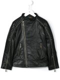 logo print biker jacket