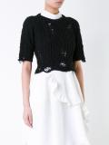 distressed cable knit jumper