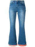 fluffy flared hem jeans