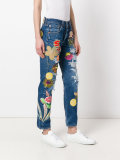 floral patch cropped jeans