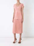 pleated rib v-neck top
