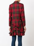 plaid pleated hem coat