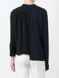 colour block asymmetric hem blouse