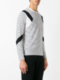 geometric insert striped top