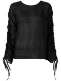 drawstring sleeves sheer blouse
