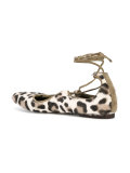 leopard lace-up ballerinas