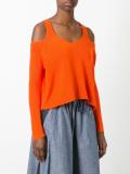 cut-off shoulders knitted blouse