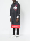 slogan graphic print hooded coat