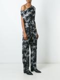 lace print draped jumpsuit