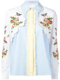 floral and face embroidered shirt