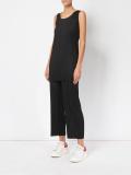 pleated straight cropped trousers