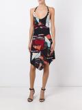 halterneck diagonal panel dress