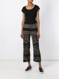 pleated print cropped trousers