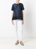 pleated trim hem T-shirt