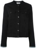 collarless denim jacket 