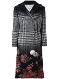 plaid floral mid coat