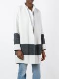 striped detailing open coat
