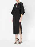 split neck elasticated trim dress