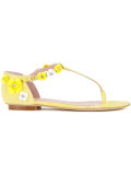 floral applique flat sandals
