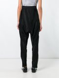 high-rise drop-crotch trousers