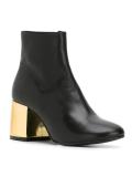 metallic heel ankle boots