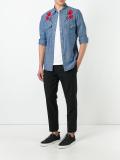 embroidered rose denim shirt