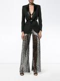 metallic flared trousers