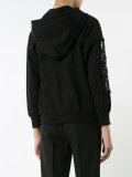 patches sleeves zipped hoodie