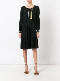 pleated trim flared dress 