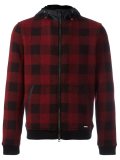 hooded checked bomber jacket
