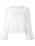 blouse with lace detail and frill cuffed sleeves