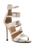 metallic strappy sandals