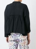pleated panel zip up cropped jacket