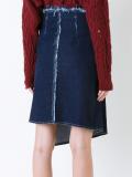 asymmetric raw denim skirt