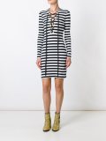 striped lace up dress