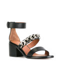 chain strap block heel sandals